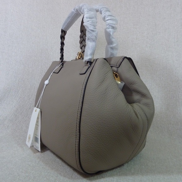 New Tory Burch Half-Moon Gray Leather Small Satchel/Shoulder/Crossbody Bag AUTH - Picture 6 of 13